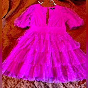 Dark pink tulle dress